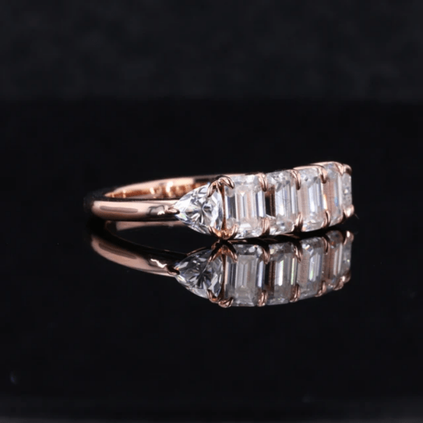 Emerald Cut  Moissanite Rose Gold Wedding Ring - Image 2