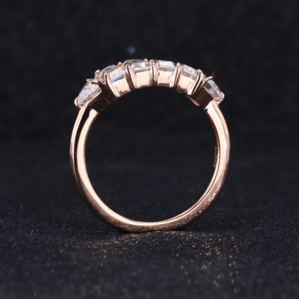 Emerald Cut  Moissanite Rose Gold Wedding Ring - Image 3