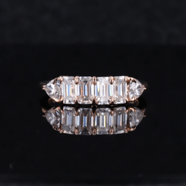Emerald Cut  Moissanite Rose Gold Wedding Ring