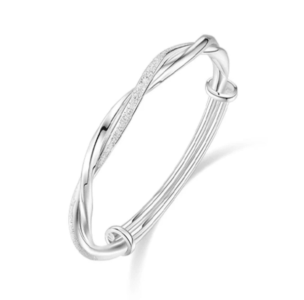 Vallure 999 Sterling Silver Simple Cuff Bracelets - Mobius Nail Sand Bracelet, Round Bangle - Perfect Birthday or Mother's Day Gift