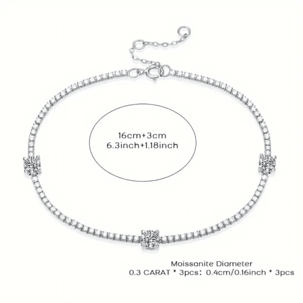 Vallure 925 Sterling Silver 1.5 Carat Moissanite Tennis Bracelet - Luxury meets Elegance - Image 2